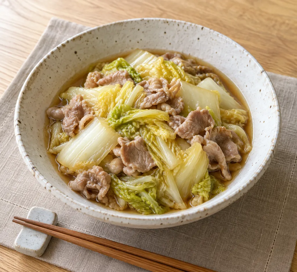 豚肩ロースと白菜の煮つけの完成イメージ