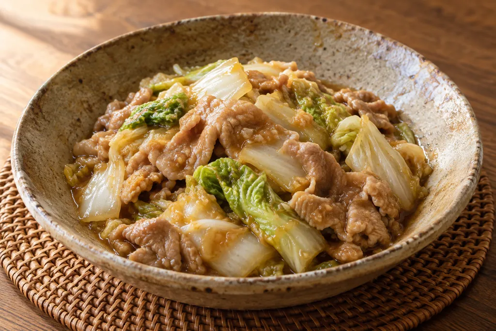 豚もも肉と白菜のしょうが味噌炒めの完成イメージ
