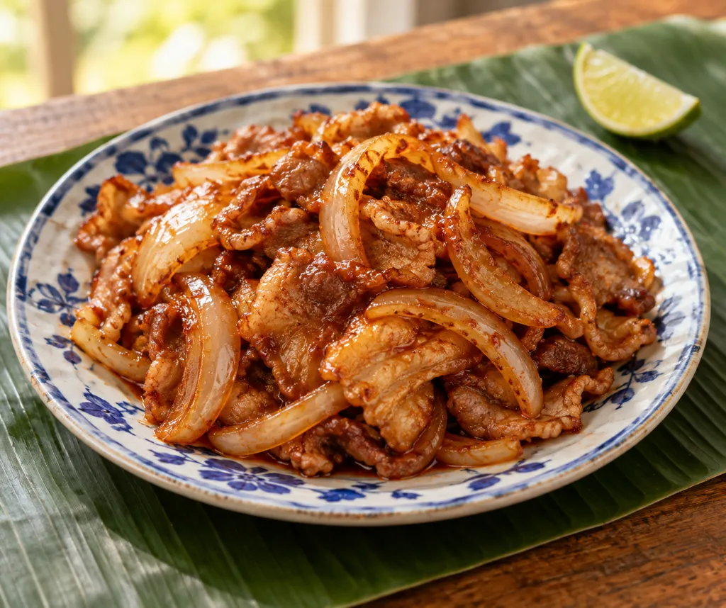 豚バラ肉と玉ねぎの韓国風辛炒めの完成イメージ
