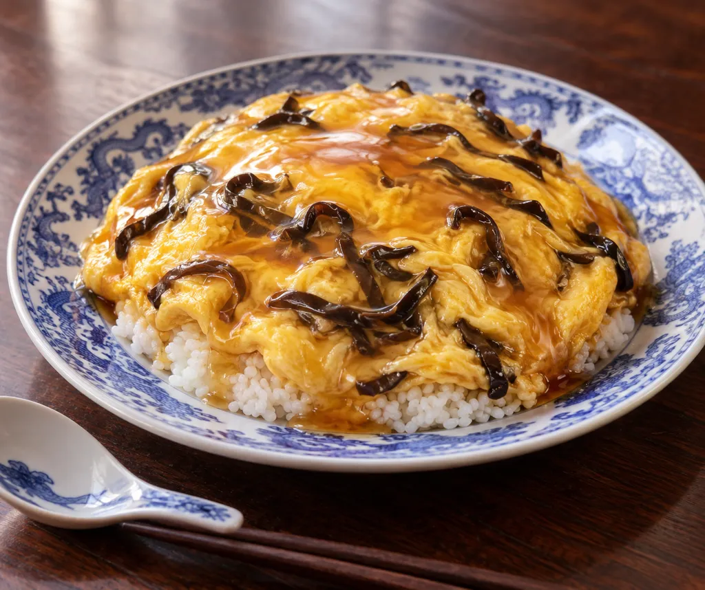 きくらげと卵の甘酢天津飯の完成イメージ