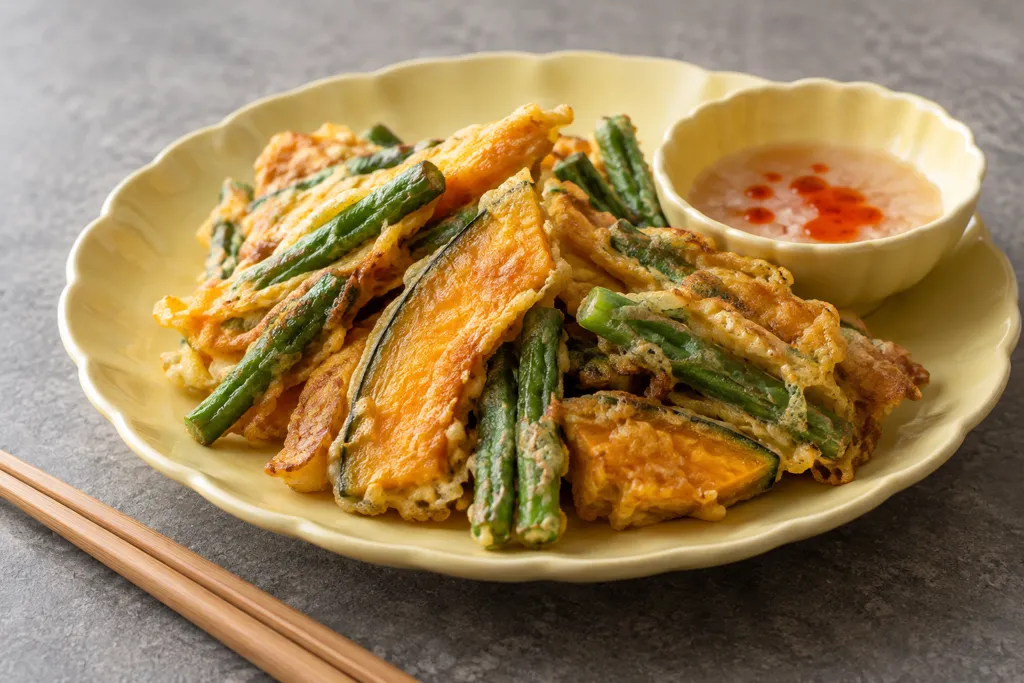 いんげんとかぼちゃの揚げ焼きの完成イメージ
