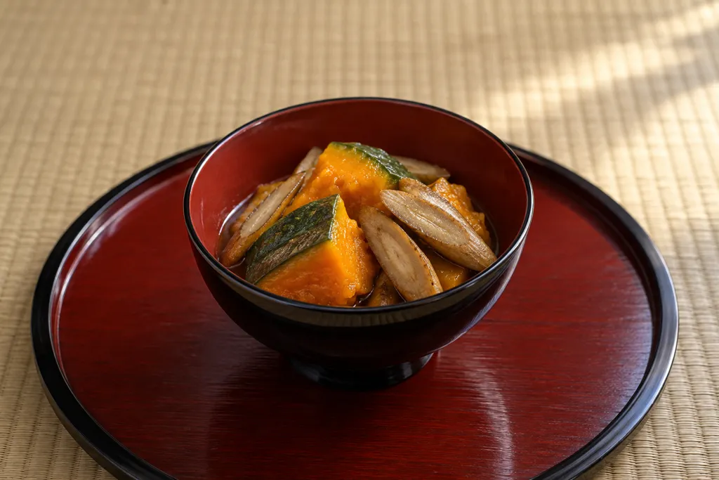 かぼちゃとごぼうの煮物の完成イメージ