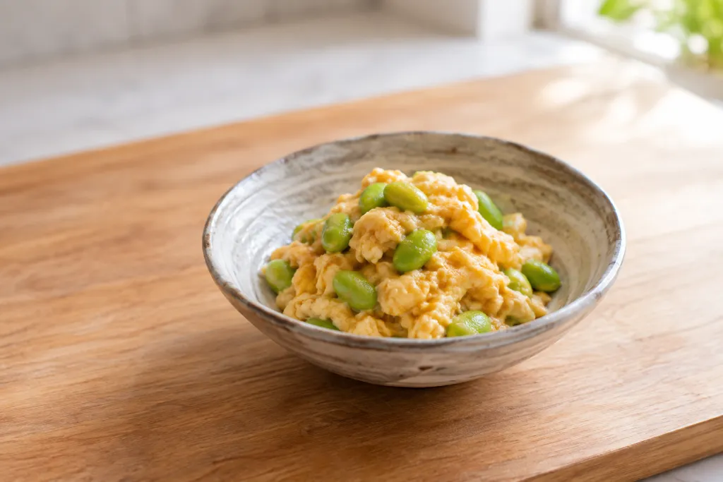 卵と枝豆の味噌炒り卵の完成イメージ