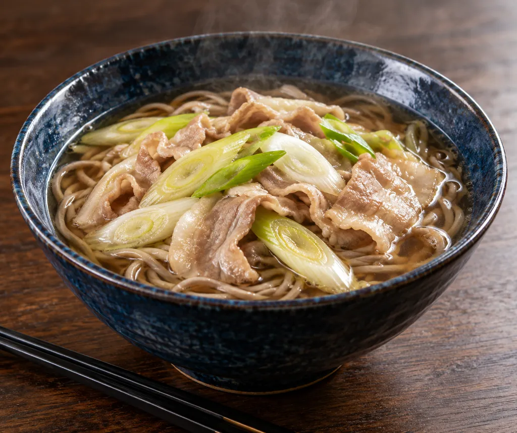 時短豚バラ肉とねぎの肉そばの完成イメージ