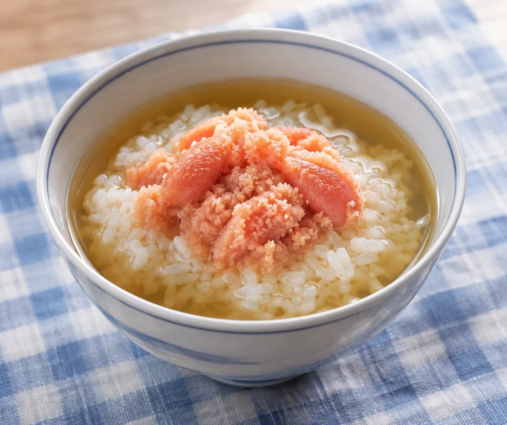 明太子のだし茶漬けの完成イメージ