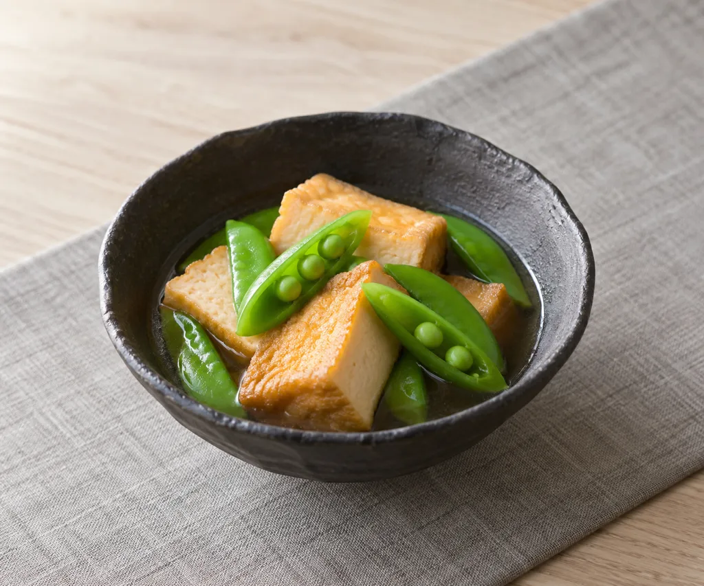 厚揚げとスナップえんどうのさっと煮の完成イメージ