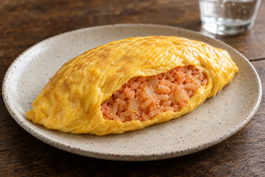 たらこと玉ねぎのオムライスの完成イメージ