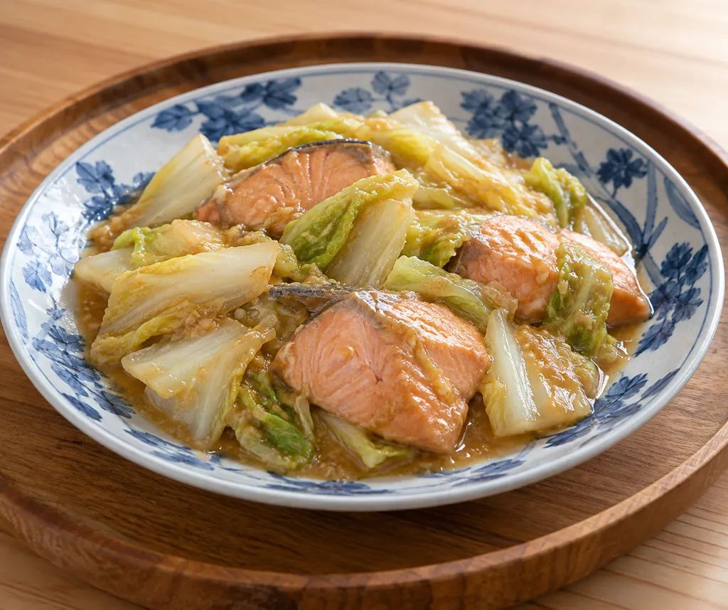 鮭と白菜の味噌蒸し焼きの完成イメージ