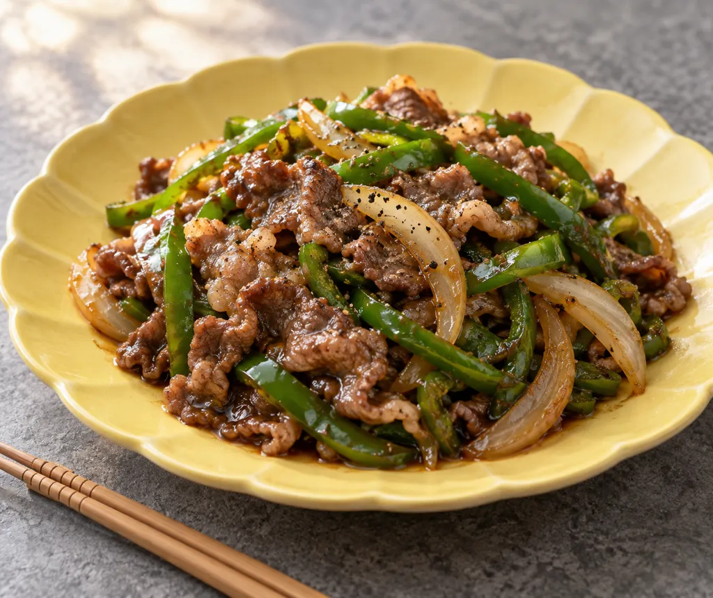 牛バラ肉とピーマンのオイスター炒めの完成イメージ