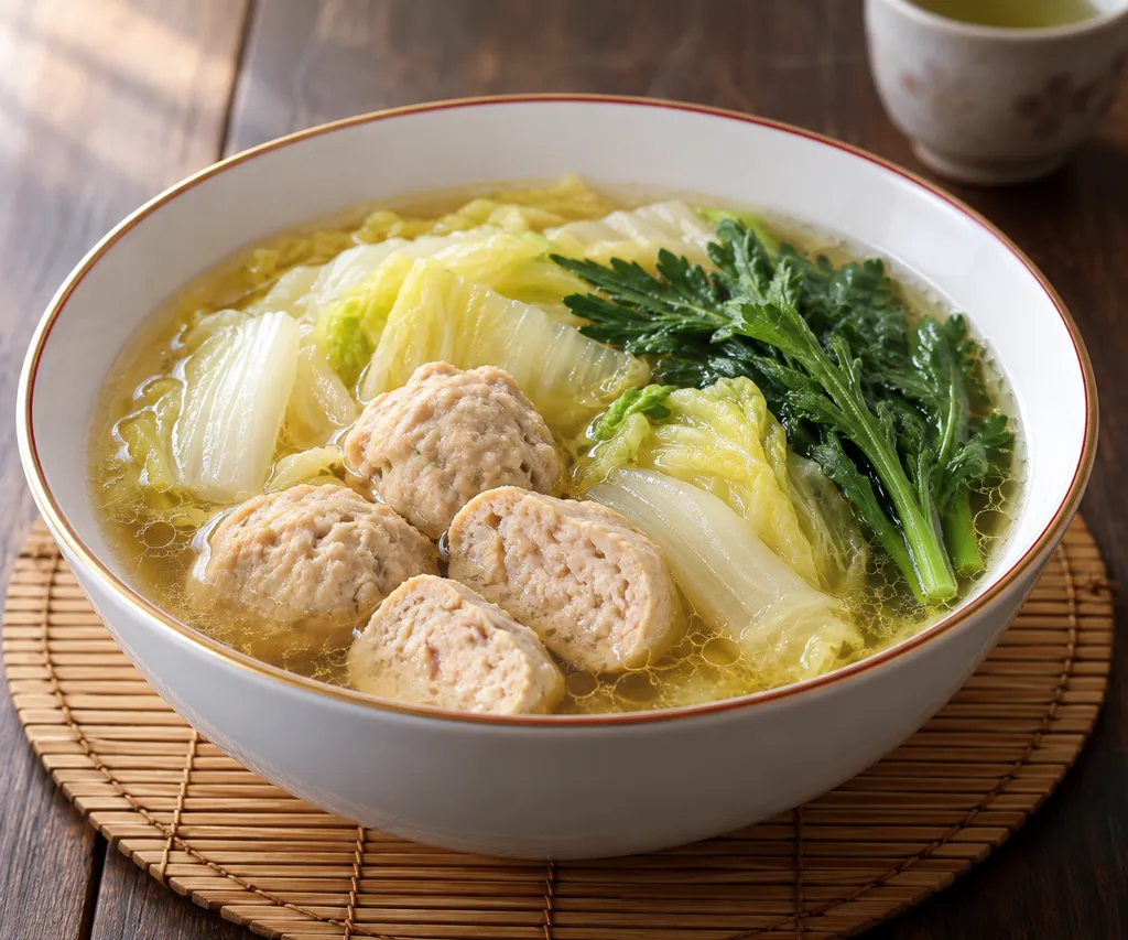 時短鶏団子と白菜の酸菜風鍋の完成イメージ