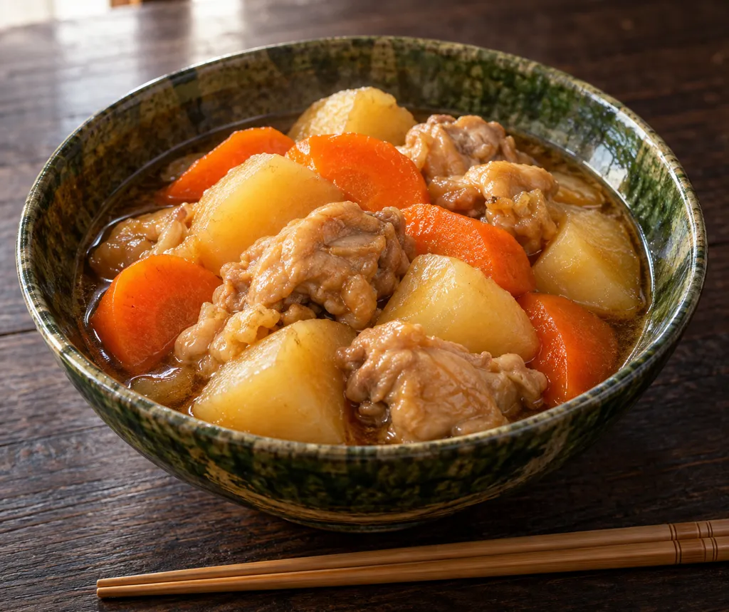 鶏もも肉とにんじんの肉じゃがの完成イメージ