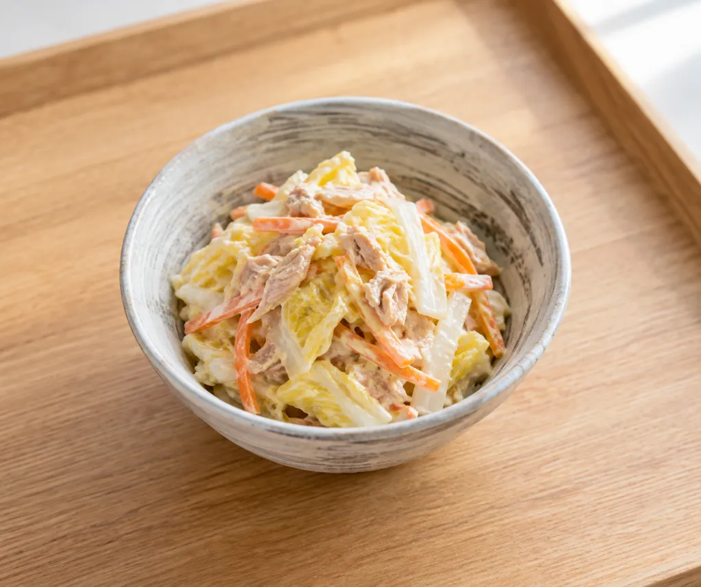 白菜とにんじんのツナマヨ和えの完成イメージ