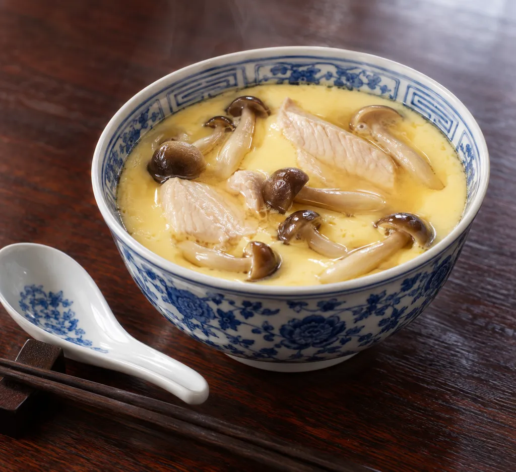 鶏むね肉としめじの中華茶碗蒸しの完成イメージ