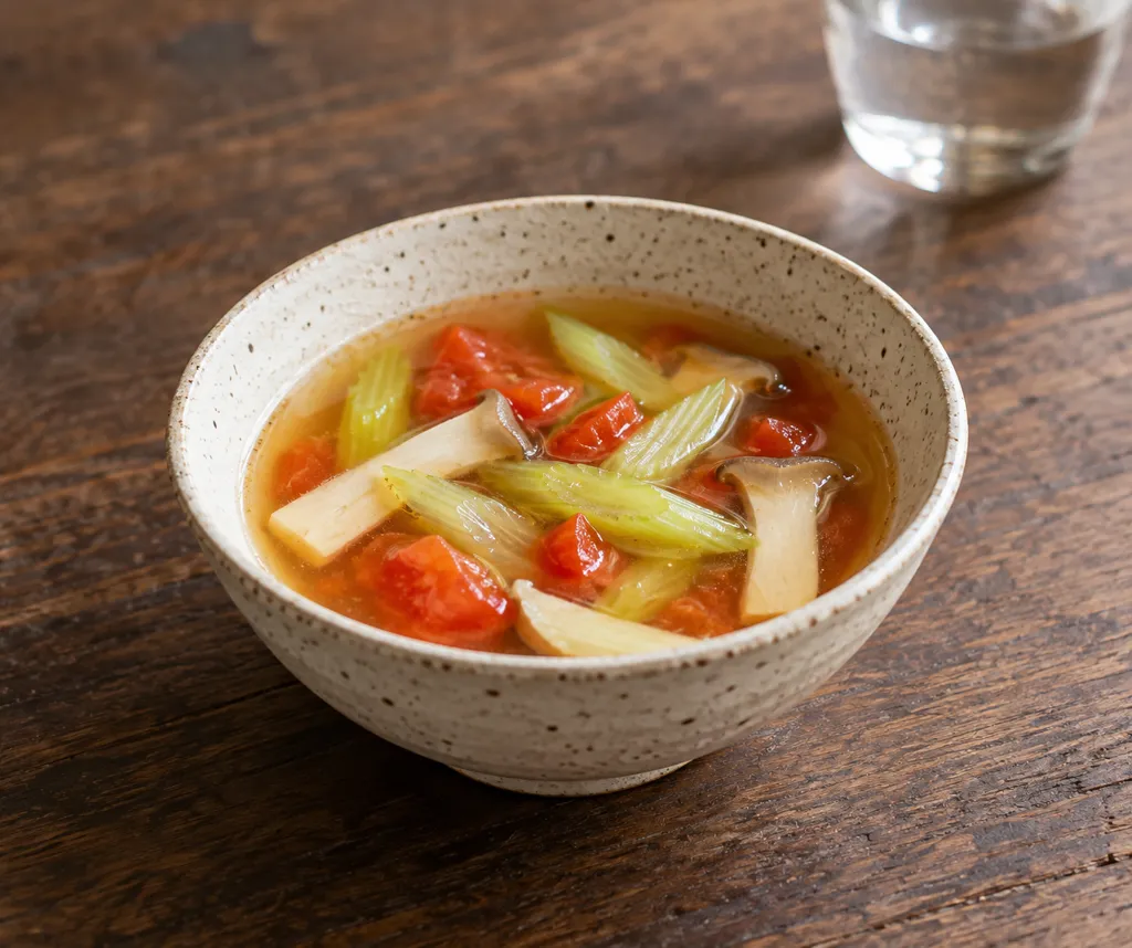 セロリとトマトのコンソメスープの完成イメージ