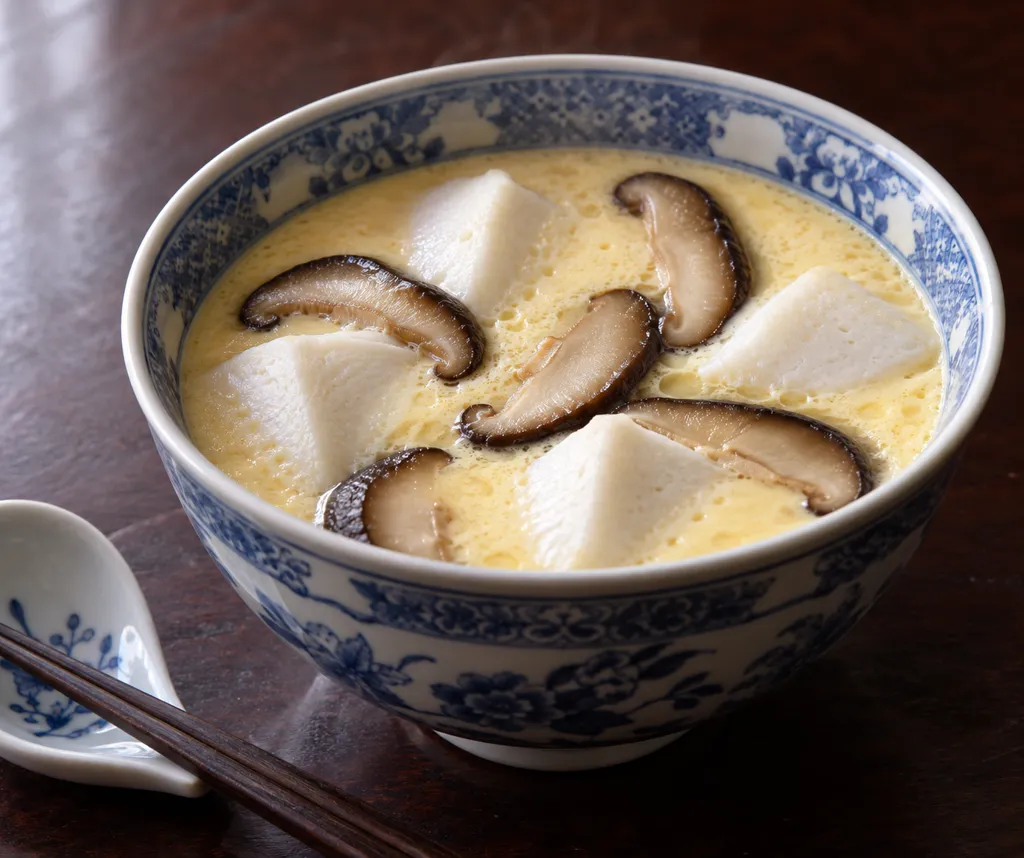 はんぺんとしいたけの中華茶碗蒸しの完成イメージ