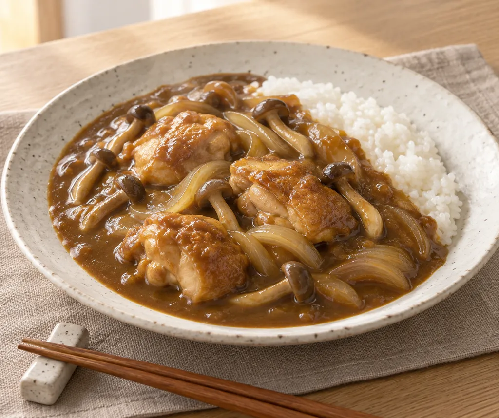 鶏もも肉としめじの和風カレーの完成イメージ