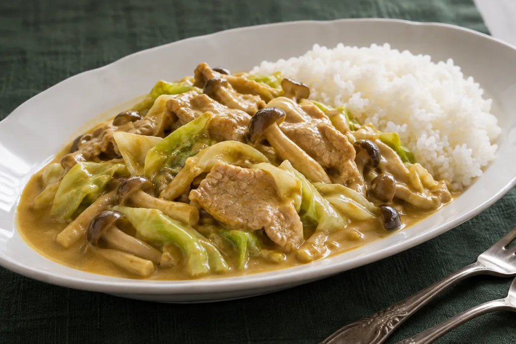豚ロースとキャベツのカレークリーム煮の完成イメージ
