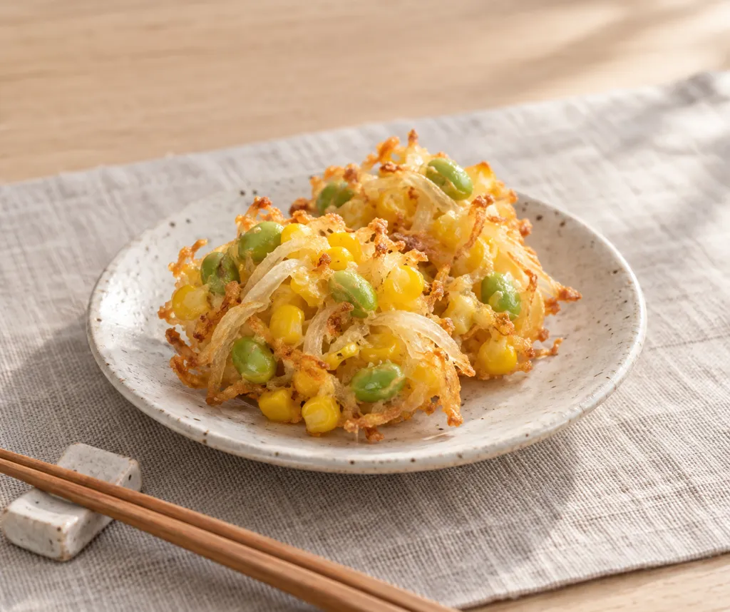 とうもろこしと枝豆の塩かき揚げの完成イメージ