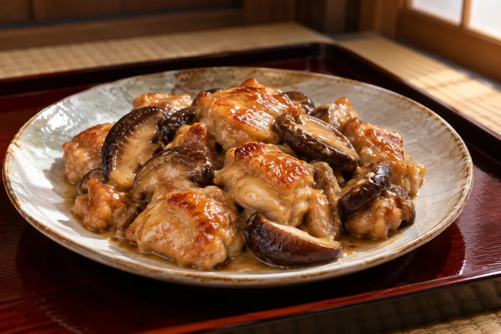 鶏もも肉としいたけの甘辛マヨ焼きの完成イメージ