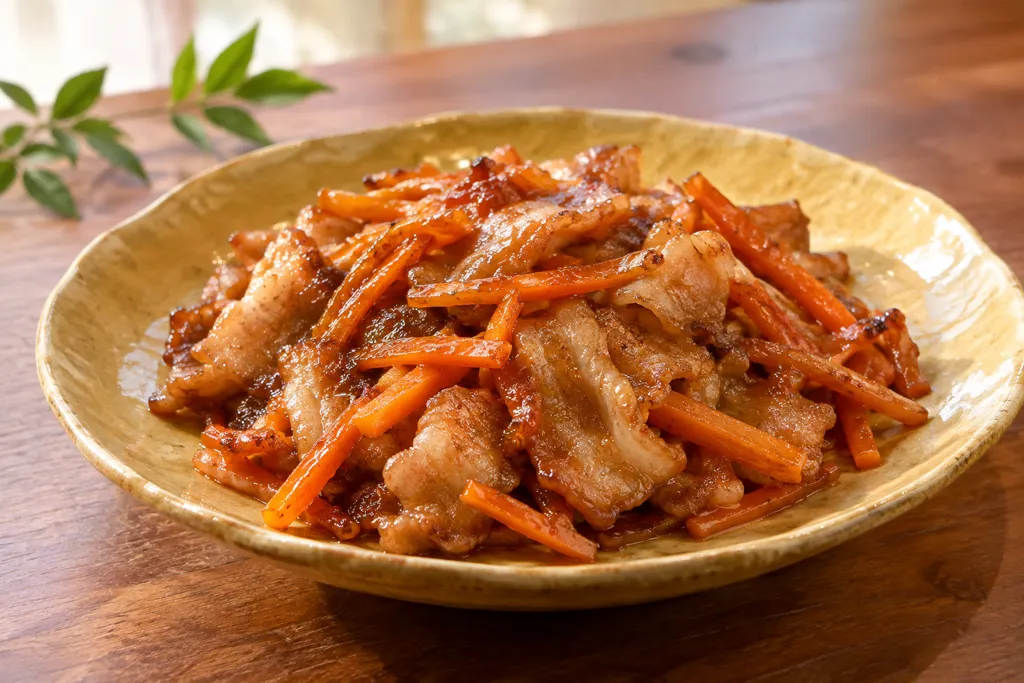 豚バラ肉とにんじんのさっぱり味噌焼きの完成イメージ