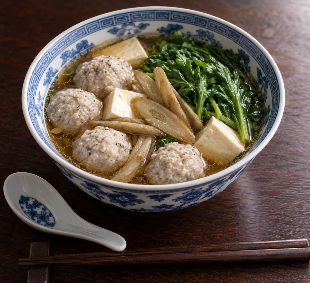 つみれと春菊の中華寄せ煮の完成イメージ