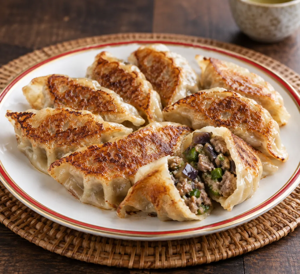 合いびき肉となすの焼き餃子の完成イメージ