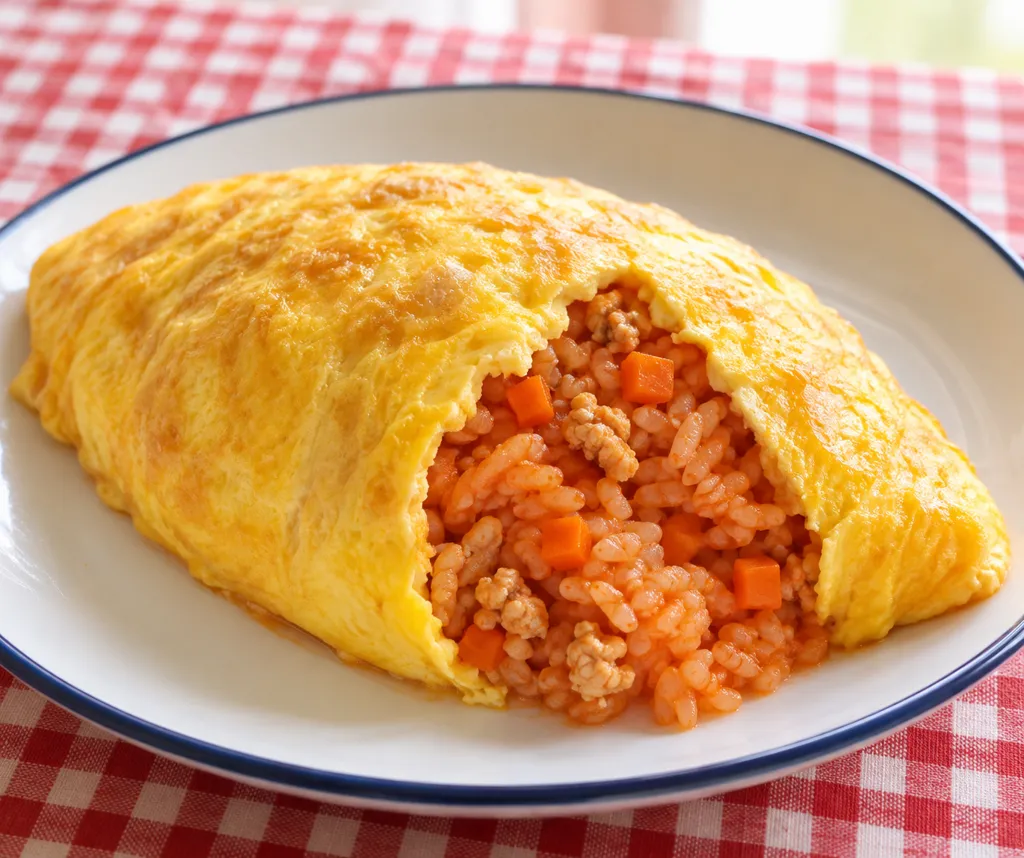 鶏ひき肉とにんじんのオムライスの完成イメージ