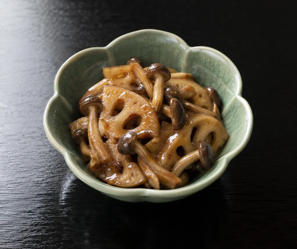 れんこんとしめじの黒酢炒めの完成イメージ