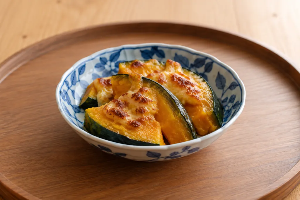 かぼちゃの味噌マヨ焼きの完成イメージ