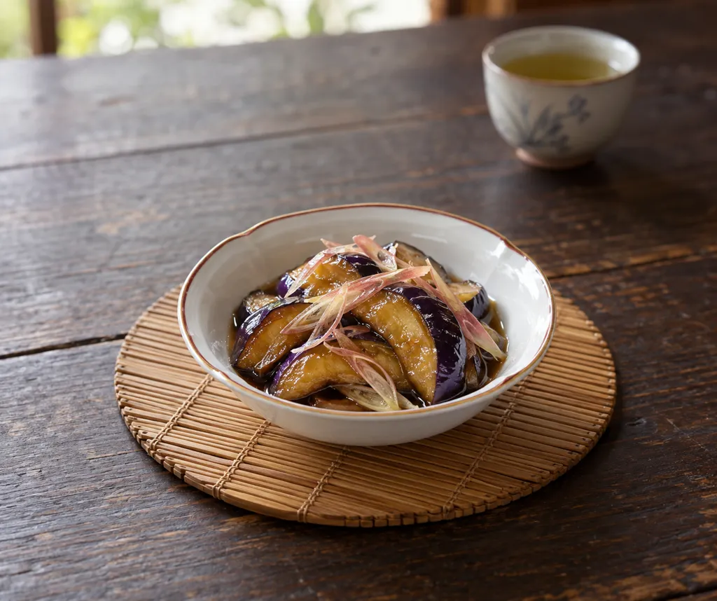 なすとみょうがの中華甘酢揚げ焼きの完成イメージ