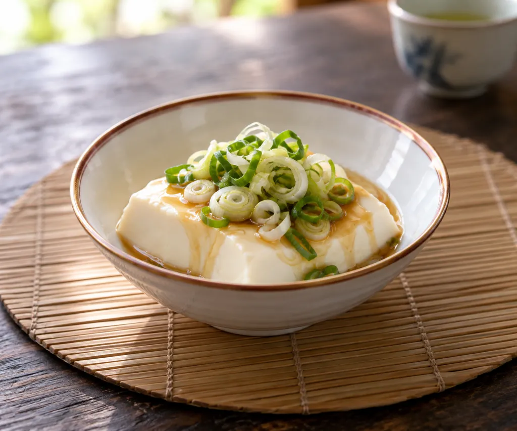 絹ごし豆腐とねぎの温やっこ中華だれがけの完成イメージ