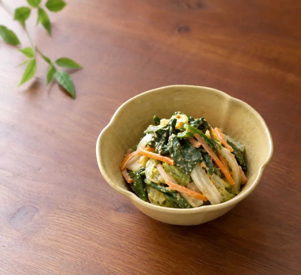 春菊と白菜のごまサラダの完成イメージ