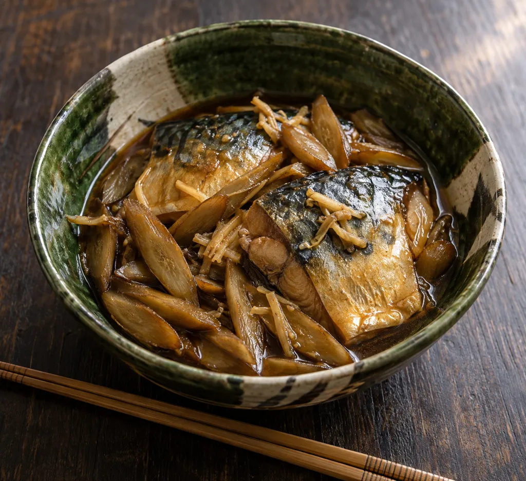 さばとごぼうのしょうが煮つけの完成イメージ