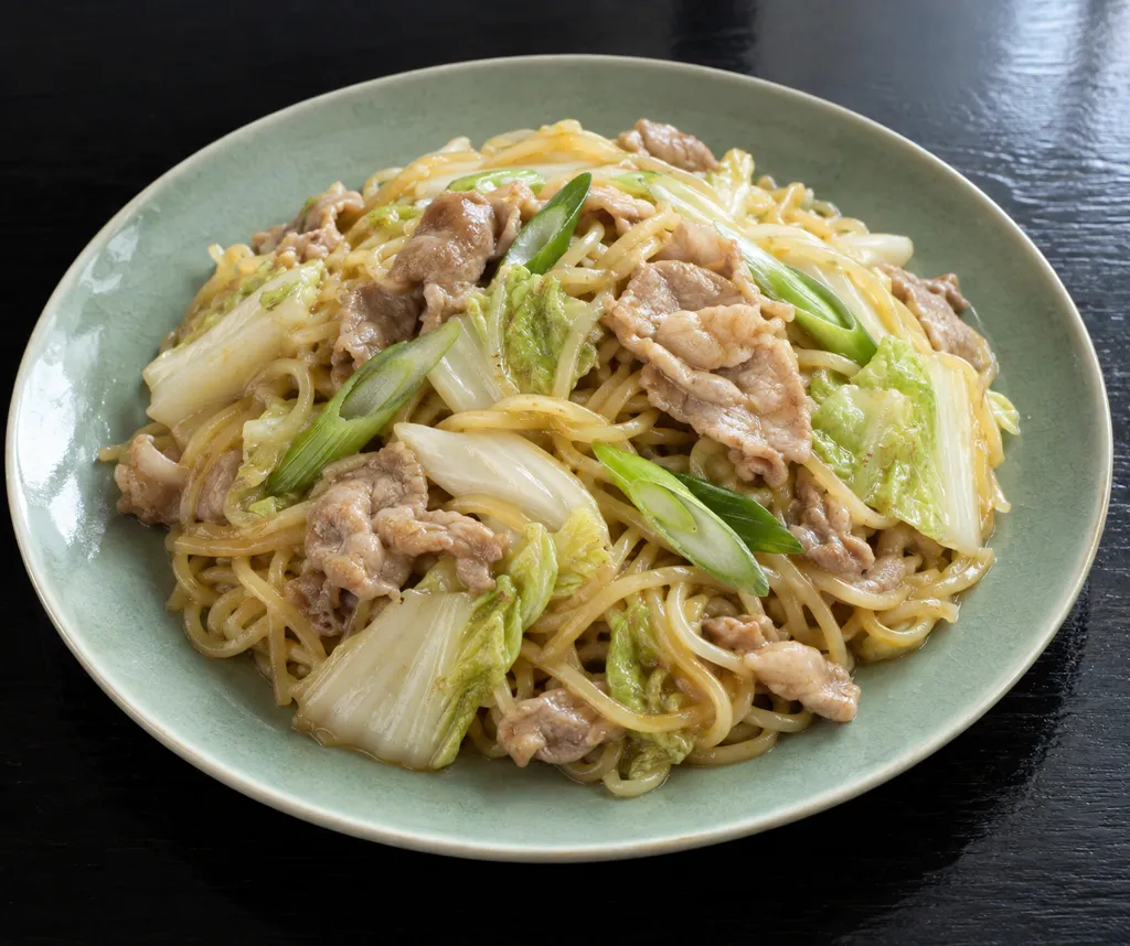 時短豚こま肉と白菜の中華塩麺の完成イメージ