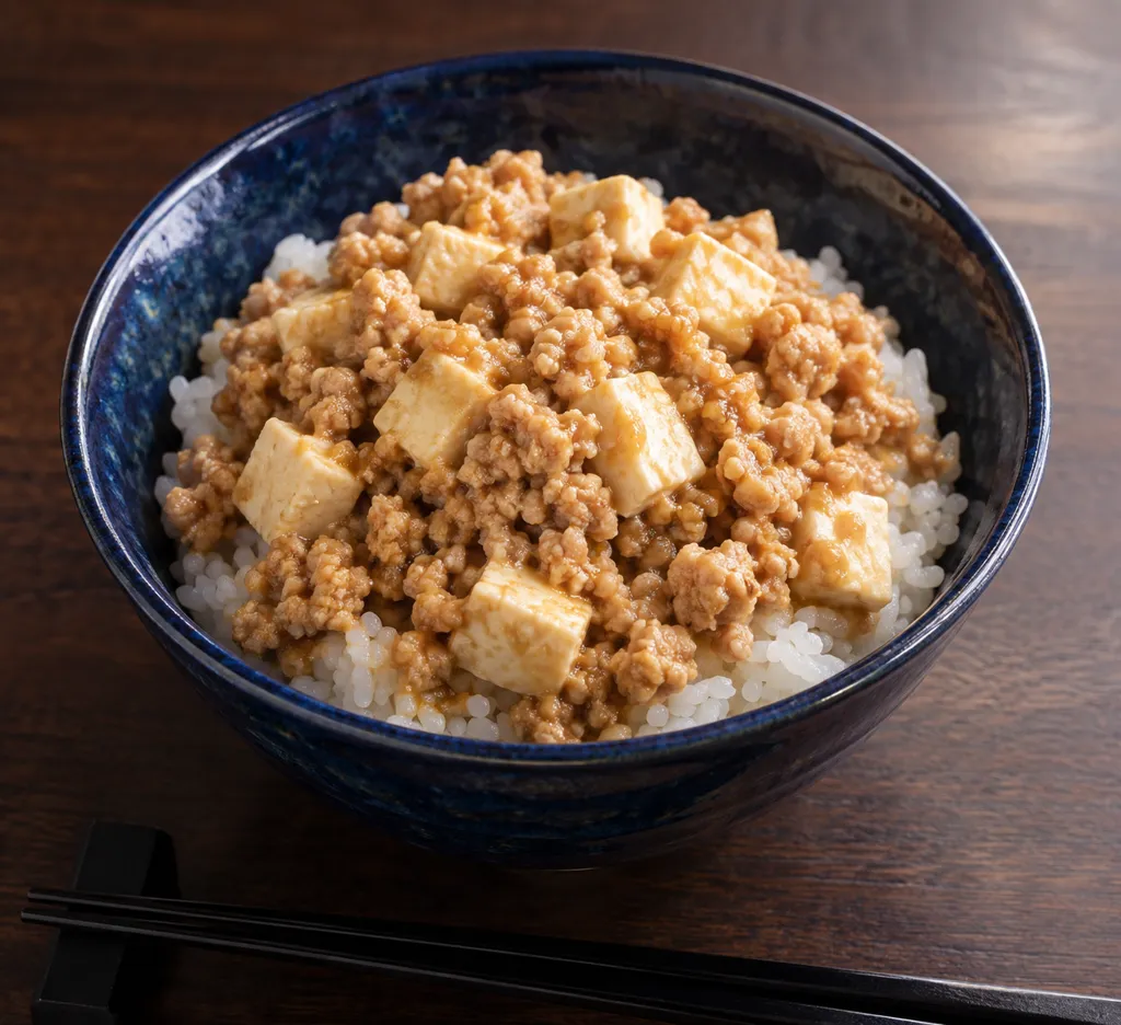 鶏肉と豆腐の味噌そぼろ丼の完成イメージ