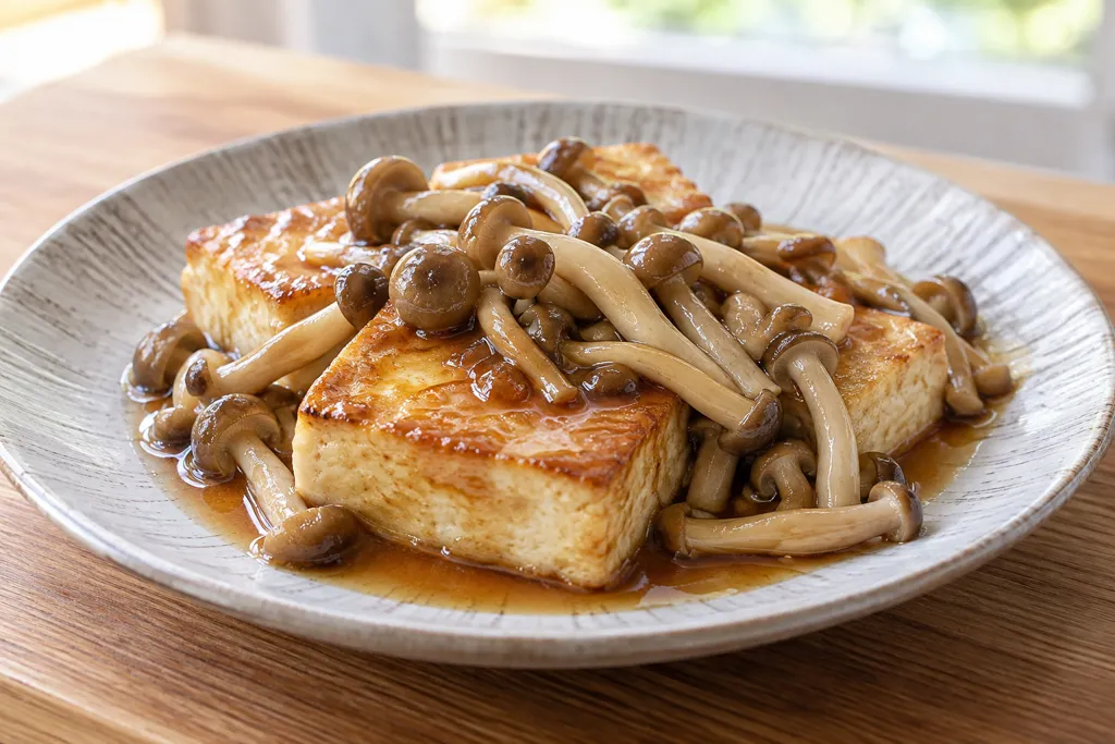 時短豆腐としめじの豆腐ステーキの完成イメージ