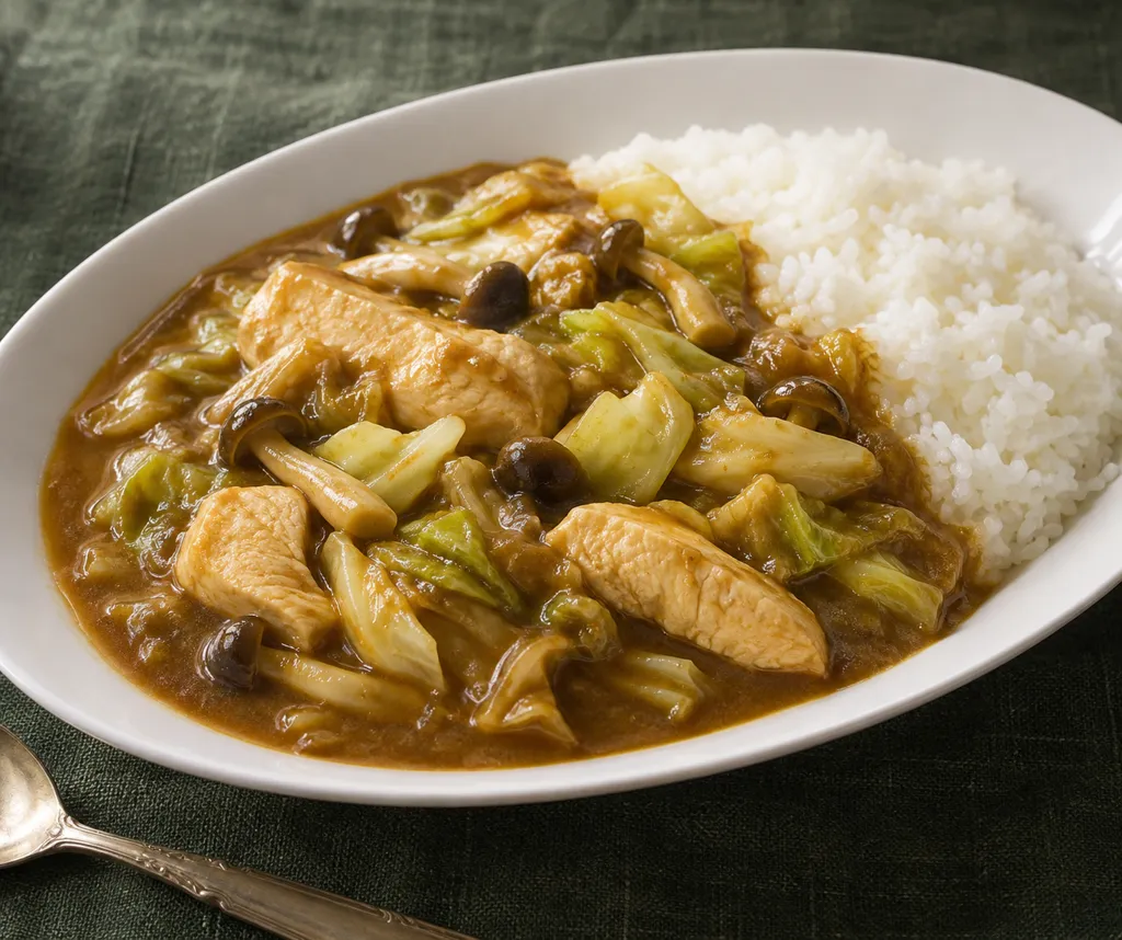 鶏むね肉とキャベツのしめじカレーの完成イメージ