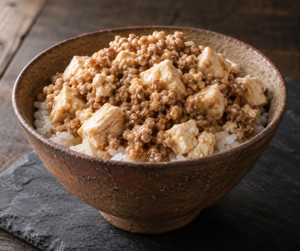 豚肉と豆腐のしょうがそぼろ丼の完成イメージ
