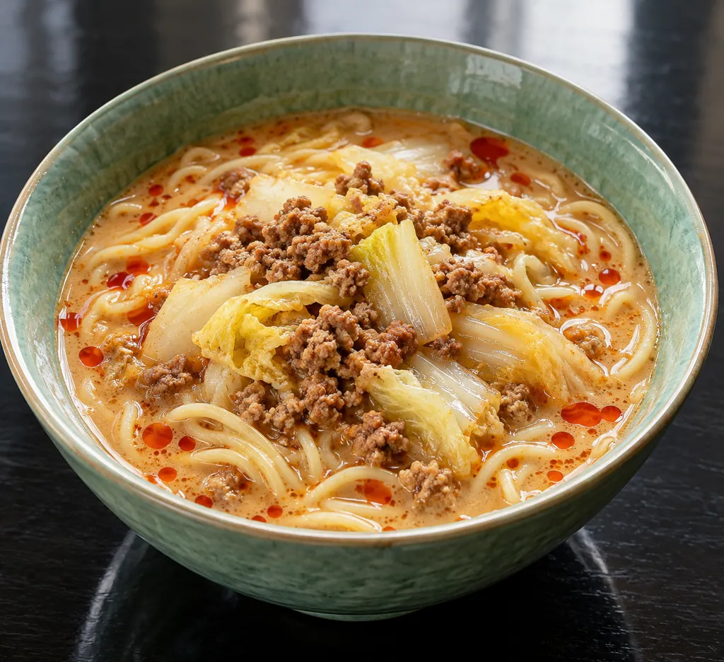 豚ひき肉と白菜の担々麺風の完成イメージ