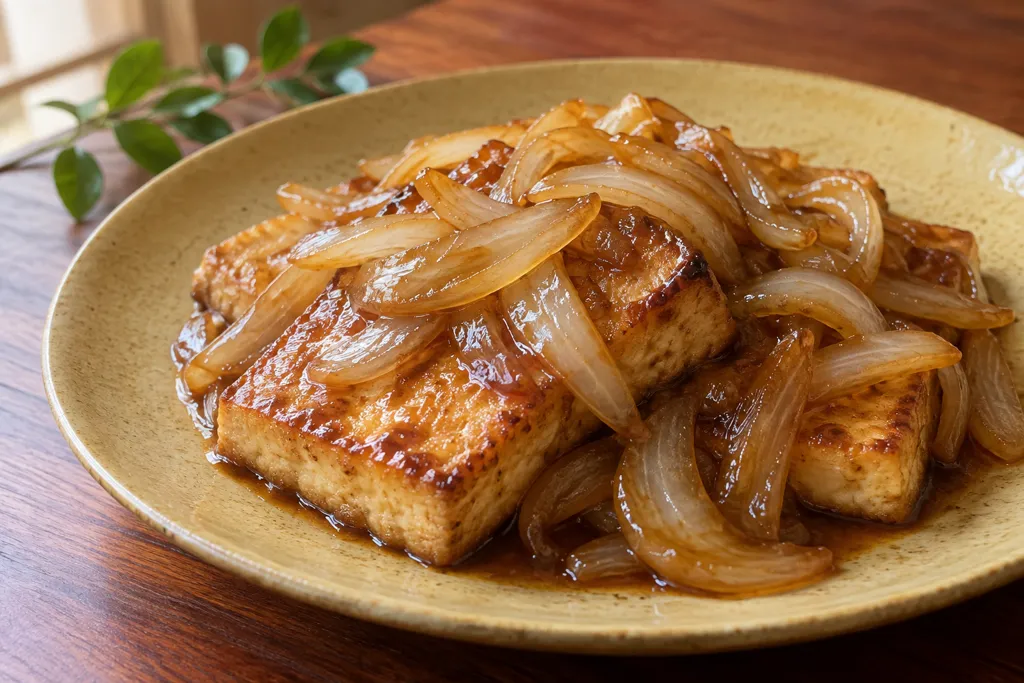 豆腐と玉ねぎの甘辛ステーキの完成イメージ