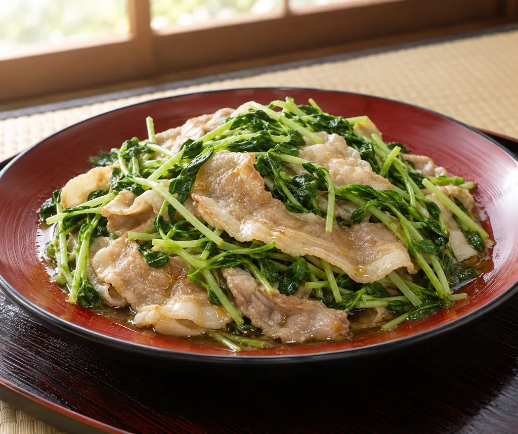 牛肉と水菜のレンジ重ね蒸しの完成イメージ
