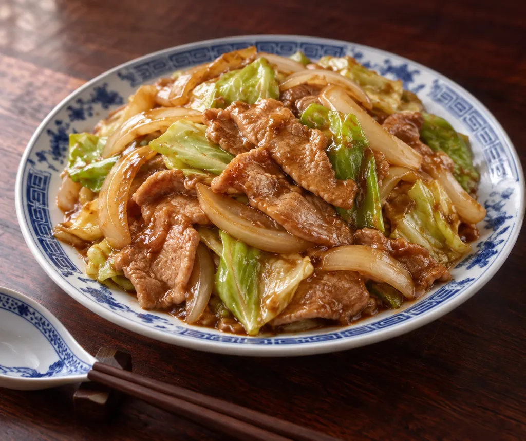 時短豚ロースと玉ねぎの回鍋肉の完成イメージ