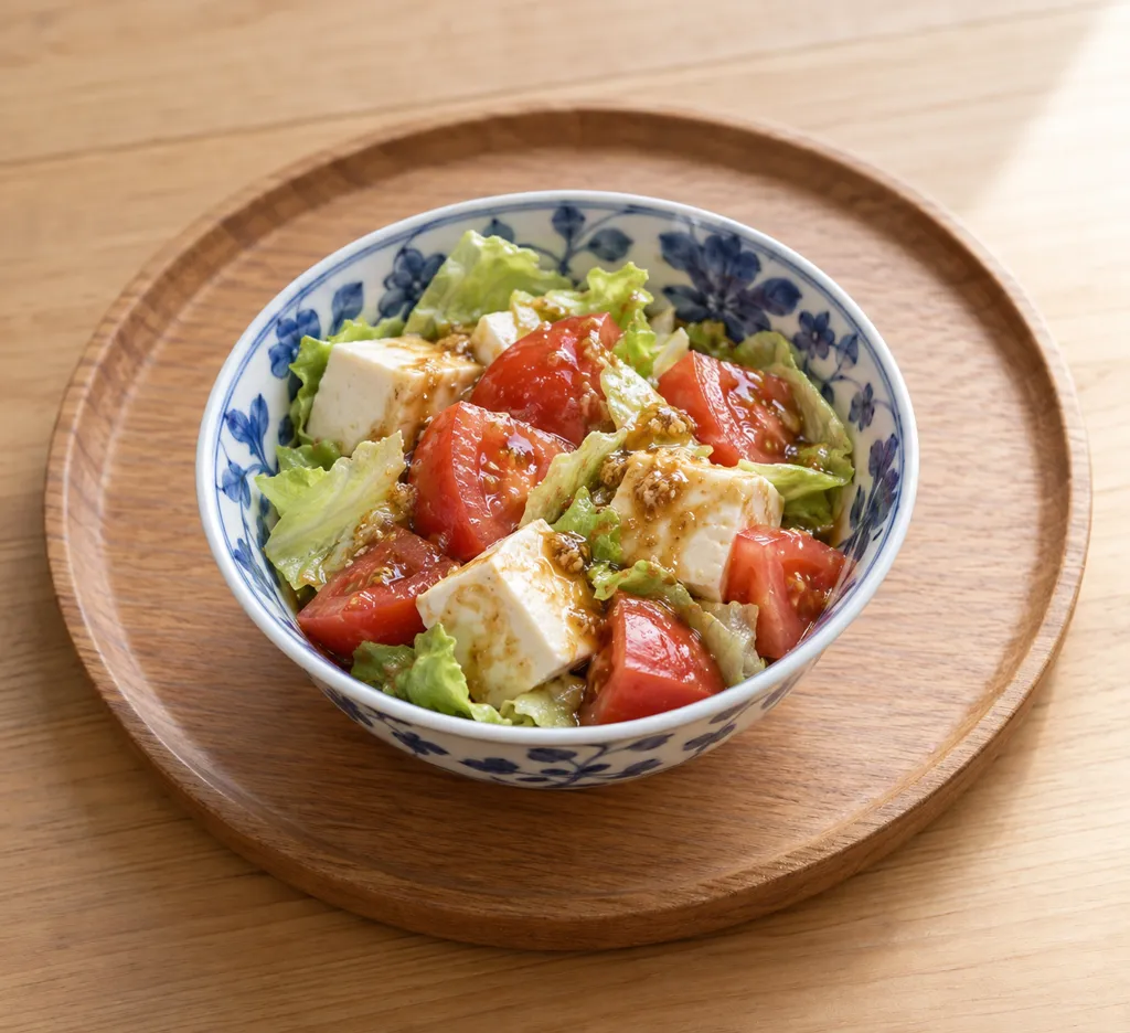 豆腐とトマトのサラダの完成イメージ