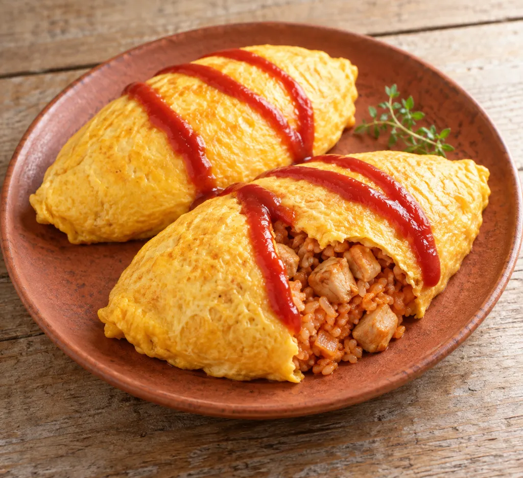 時短鶏もも肉と玉ねぎのオムライスの完成イメージ