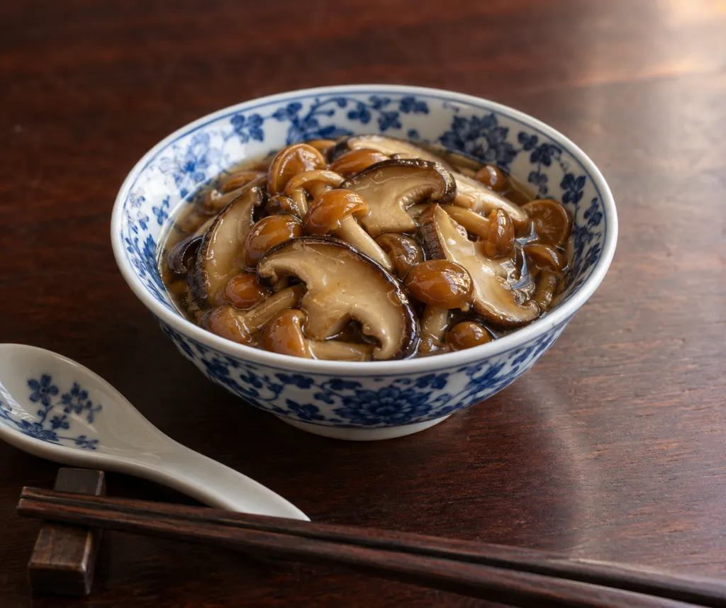 しいたけとなめこの中華蒸しの完成イメージ