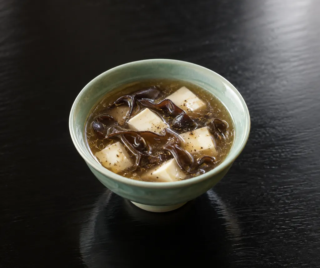 きくらげと豆腐の酸辣スープの完成イメージ