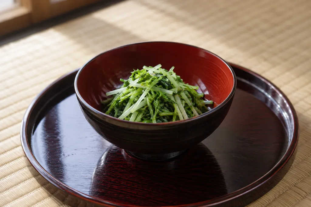 水菜のからし酢醤油和えの完成イメージ
