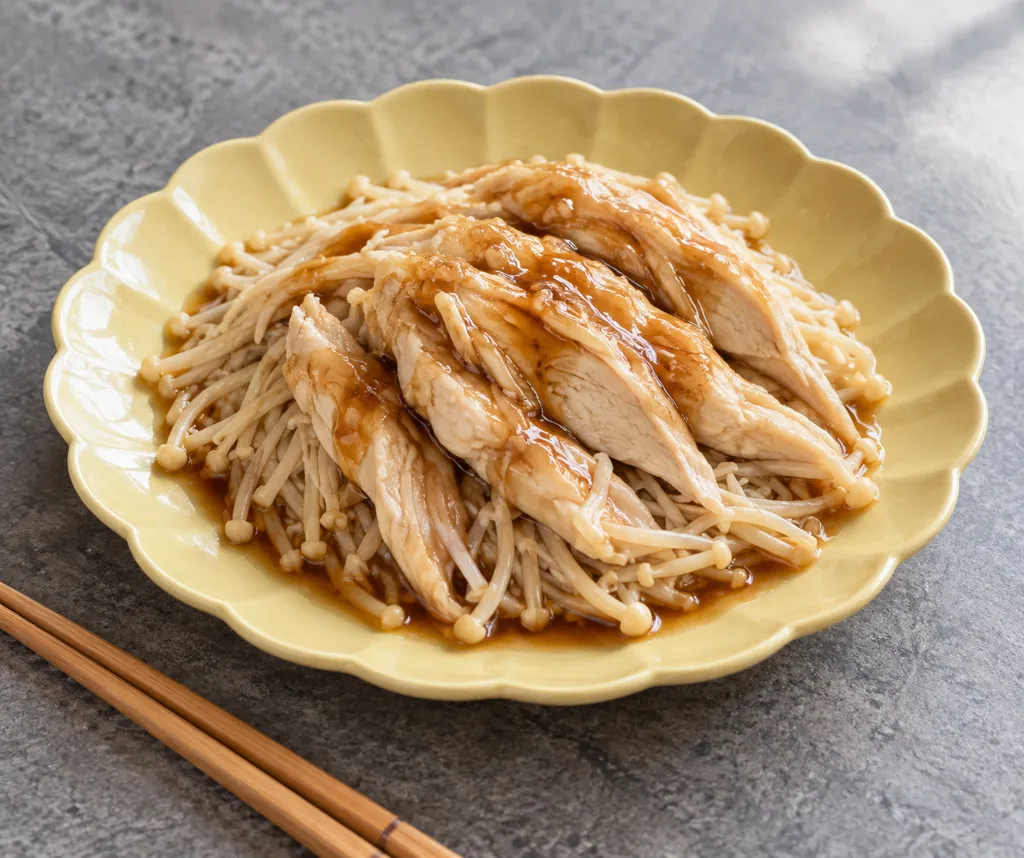 ささみとえのきの中華蒸し鶏の完成イメージ