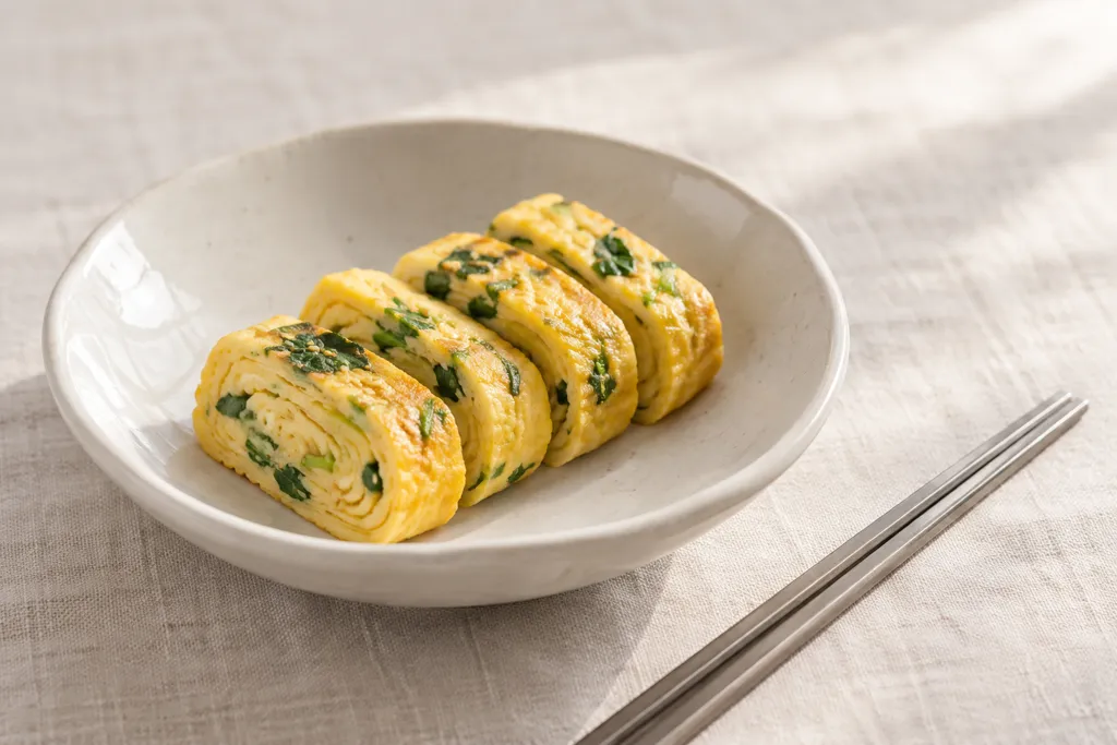 三つ葉の卵焼きの完成イメージ