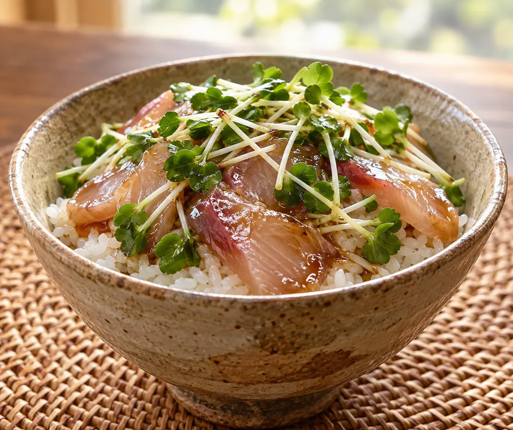 ぶりとかいわれ大根の海鮮丼の完成イメージ